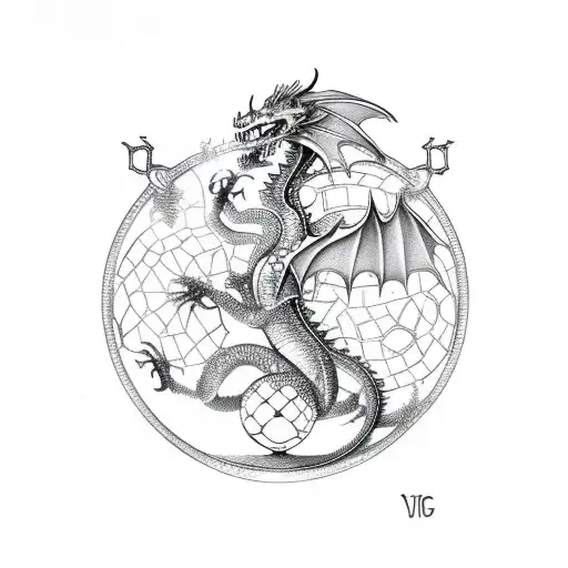 Metal Dragon Holding A Crystal Ball With The Virgo Logo In It