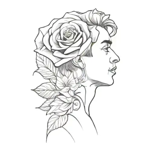 A Man With A Rose Tattoo On His Neck