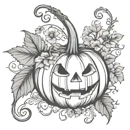 Pumpkin With Trailing Vine