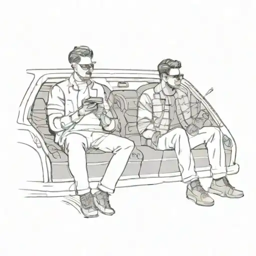 Two Men Sitting In The Back Seat Of A Car Holding Money