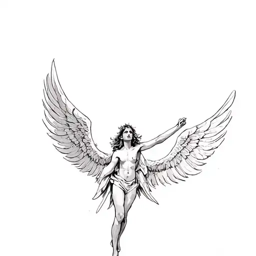 Icarus Falling Angel With Feathers