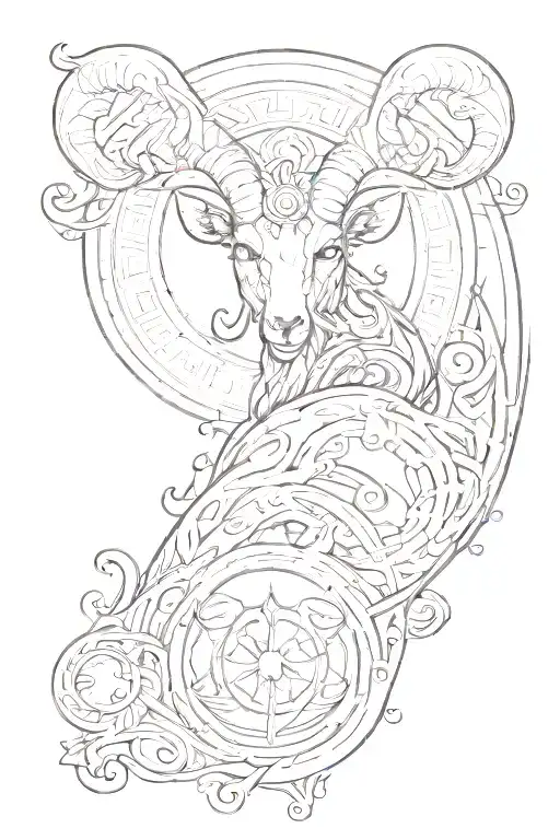 Aries Sign Incorporated With Evil Eye In The Middle