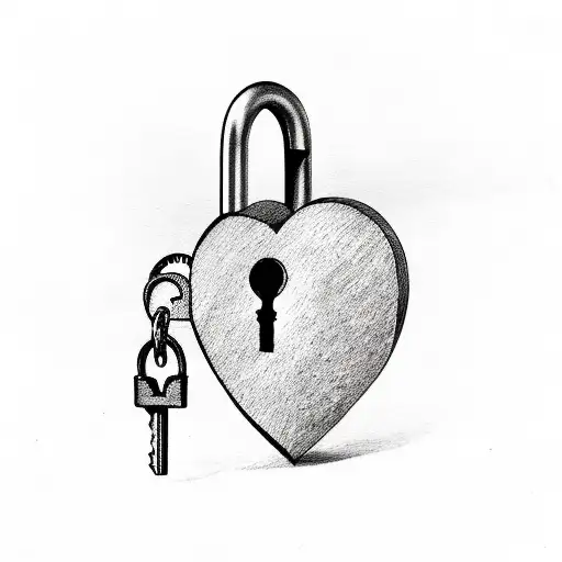 A Heart-shaped Lock With The Word 'Father' And A Key With The Word 'Daughter'