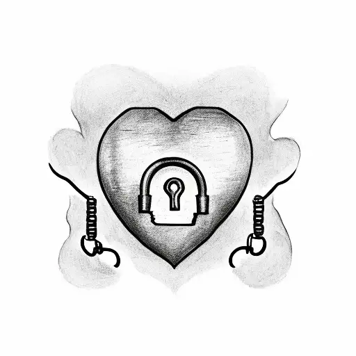 A Heart-shaped Lock With The Word 'Father' And A Key With The Word 'Daughter'