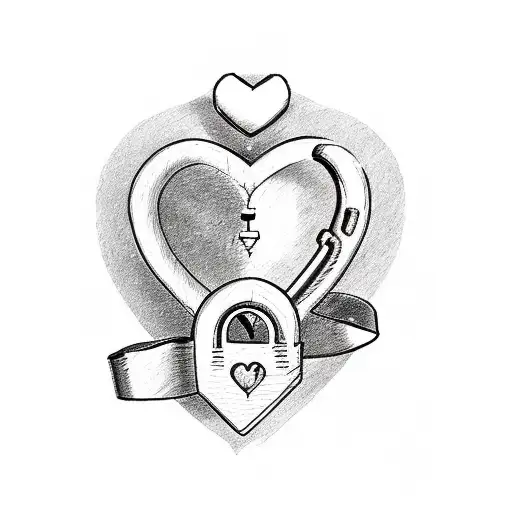 A Heart-shaped Lock With The Word 'Father' And A Key With The Word 'Daughter'