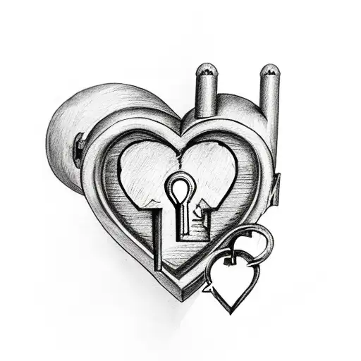 A Heart-shaped Lock With The Word 'Father' And A Key With The Word 'Daughter'