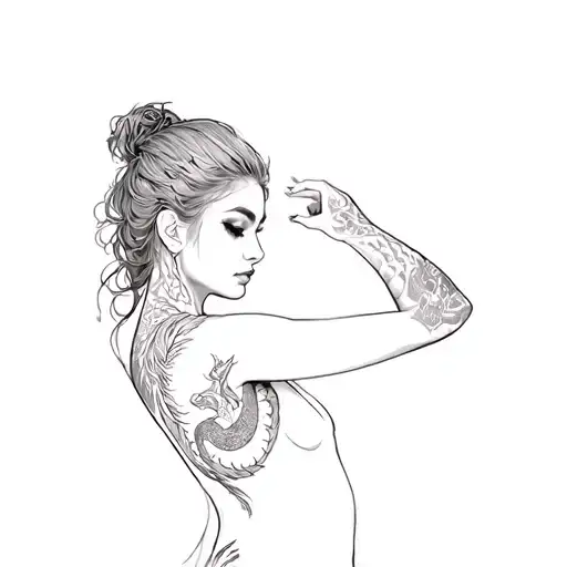 A Woman With A Dragon Tattoo On Her Arm