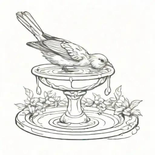Bird In Birdbath