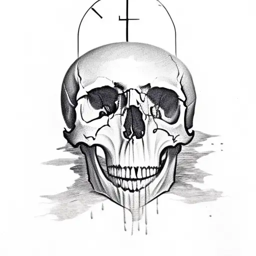 Skull With The Roman Number Thirteen Inside It's Mouth