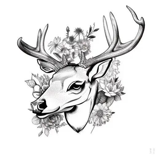 Deer Skull In Flower