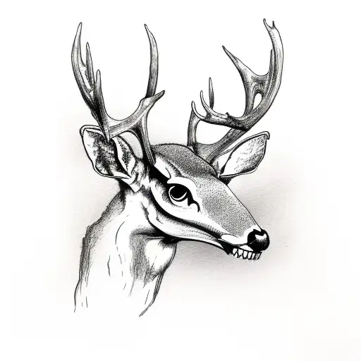 Deer Skull Sitting In A Flower