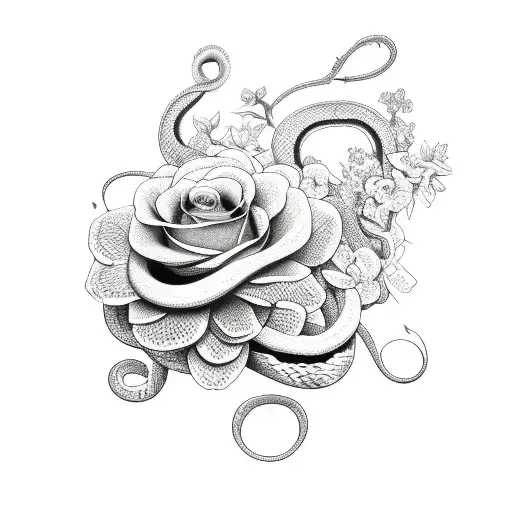 Snake With Bouquet Of Flowers