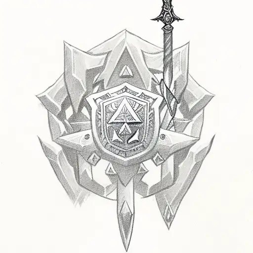 Zelda Sword And Shield With Flowers Around