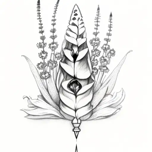 Dagger With Foxglove Flowers