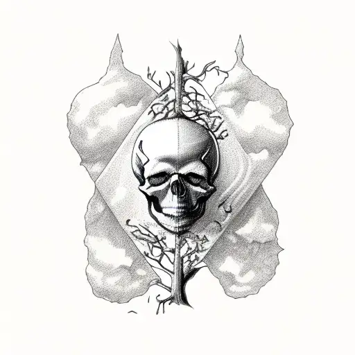 Skull And Tree Hourglass With Memento Vivere Under It