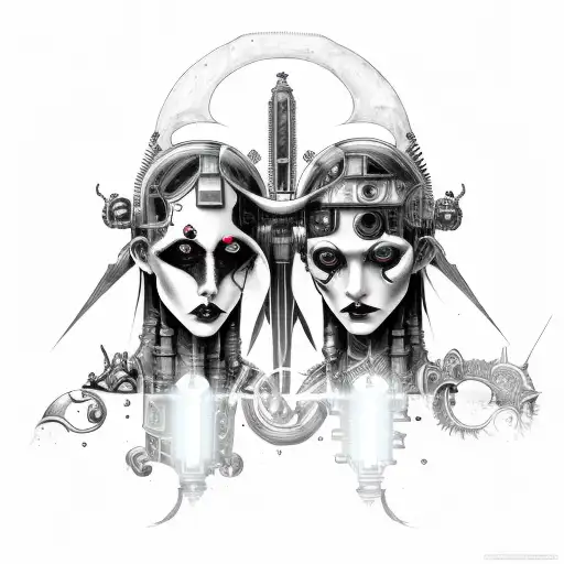 Goth Cyborg Gemini Sisters Conjoined
