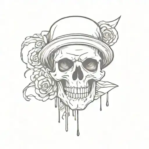 Simple Sketch Tattoo Of A Graffiti Style Skull Wearing Emo Accessories