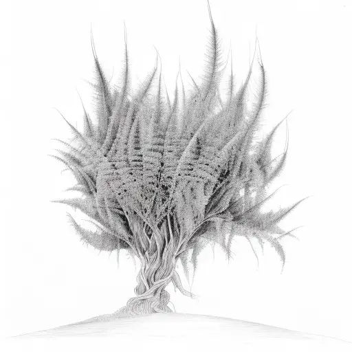 Willow Tree And Fern Plant