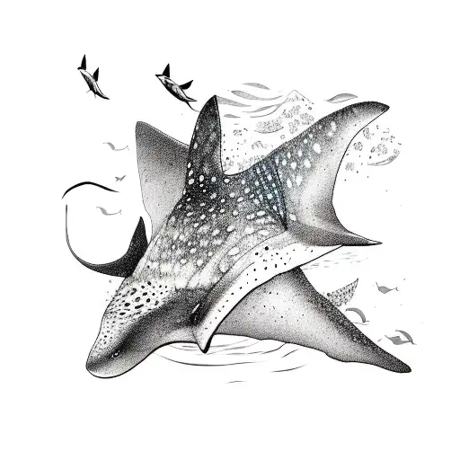 Manta Ray And Whale Shark Ocean