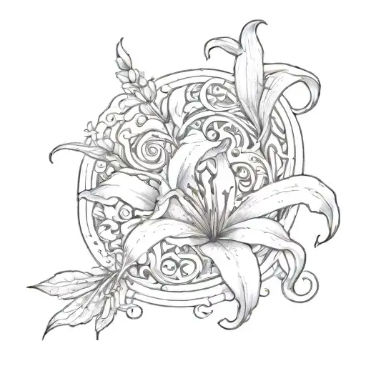 One Lily And Inside The Letter Vi