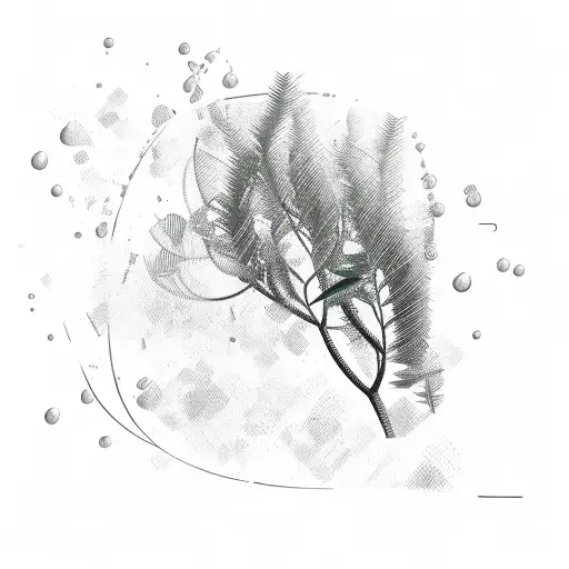 Whisks Of Olive Tree Branches And Abstract Waves