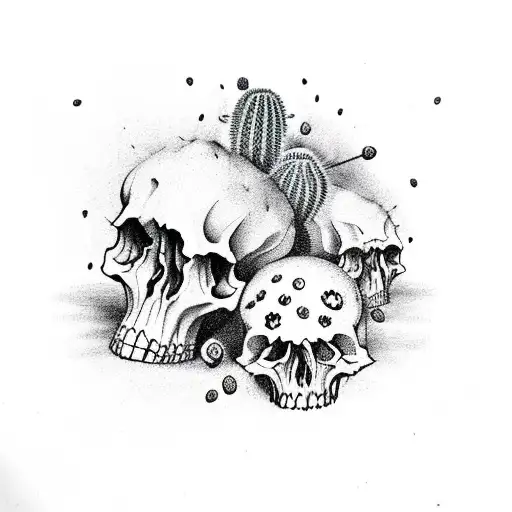 Cactus With Skulls