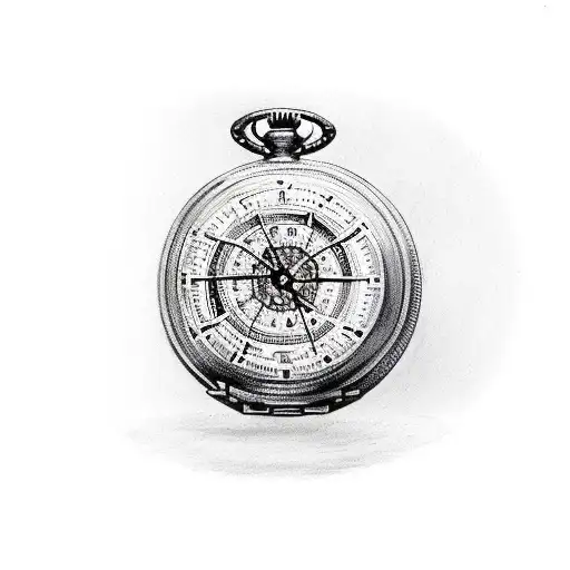 A Pocket Watch With The Open Face Having A Clock And Compass On It