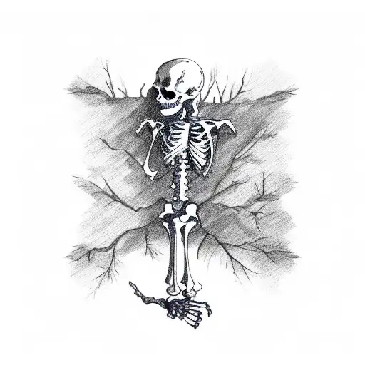 Skeleton Sleeping Up Against A Tree