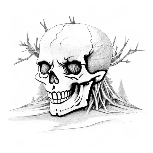 Skeleton Leaning Up Against A Tree