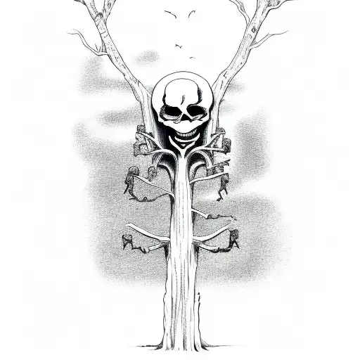 Skeleton Sitting Up Against A Tree