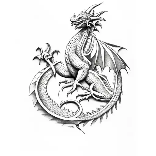 Welsh Dragon And German Eagle Full Arm Sleeve