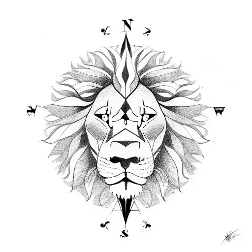 Compass With Roses And A Lion