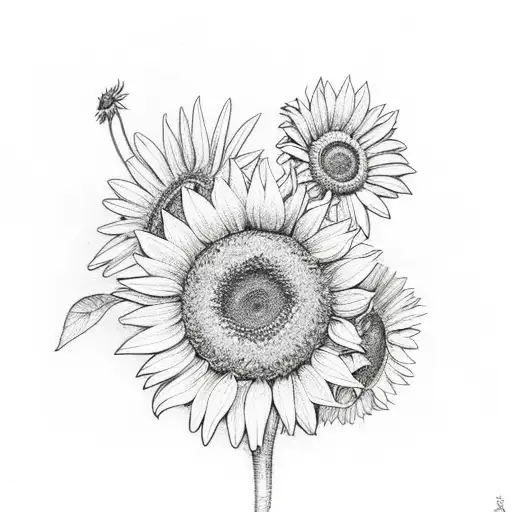 Flower Bouquet With Sunflower And Daisy