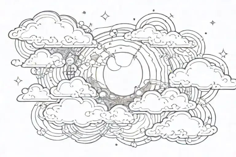 Clouds Connecting The Sun And The Month