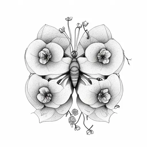 Flowers Blossoming From Semicolon Butterfly