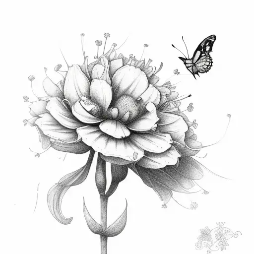 Flowers Blossoming From Semicolon Butterfly