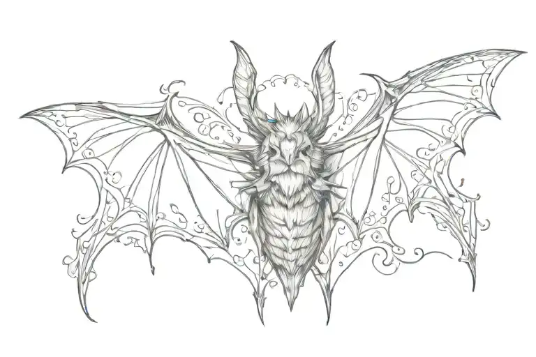 Bat And Moth Side Head Tattoo Design