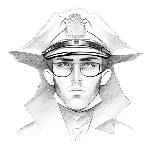 A Sketch-style Portrait Of A Police Officer With A Subtle Nod To Hodgkins Lymphoma