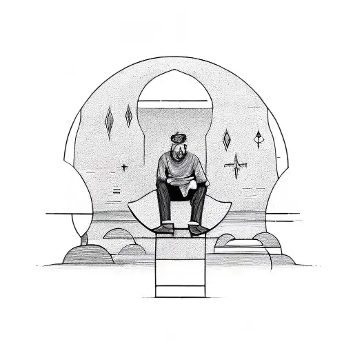 Man Sitting On A Half Moon