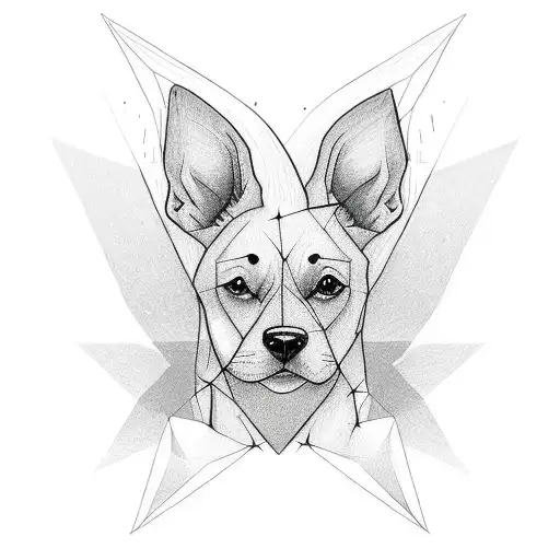 Make A Minimalistic Tatto Design Of Pointy Dog Ears In A Solf Featherlike Style