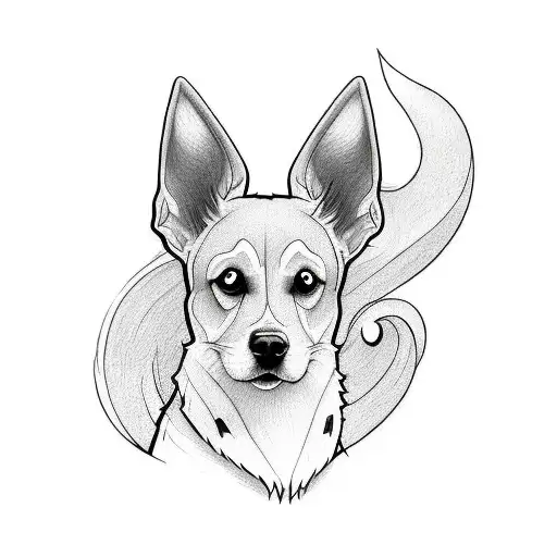 Minimalistic Tatto Design Of Pointy Dog Ears In A Solf Featherlike Style With No Shading