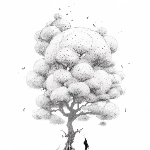 A Mythical Driad Sitting Beneath A Mystical Tree