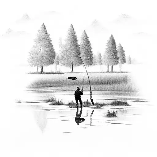 Nature Scene Of Fishing In Marshland