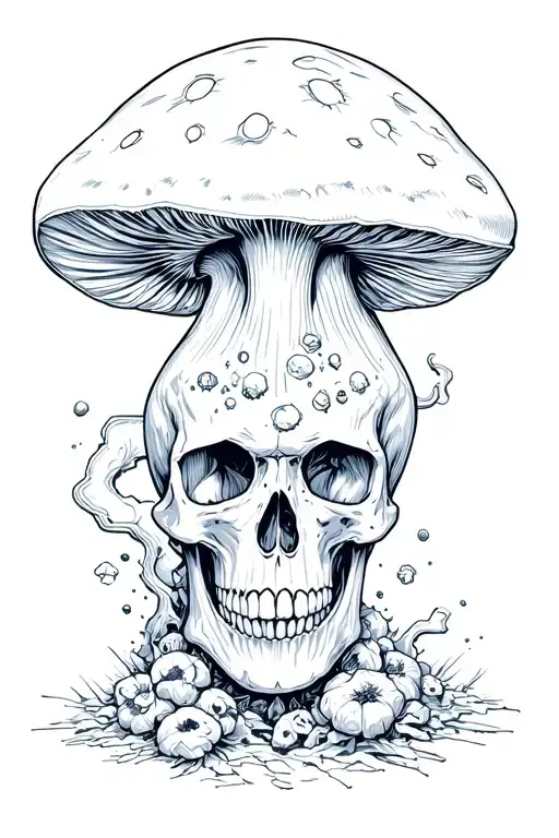 Cosmic Skull With Nuclear Mushroom At The Head
