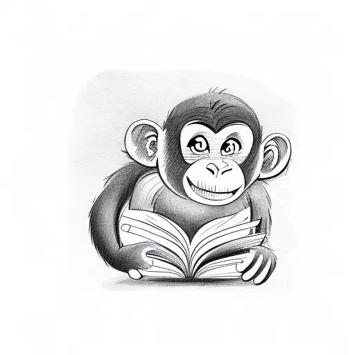 Monkey Reading A Book