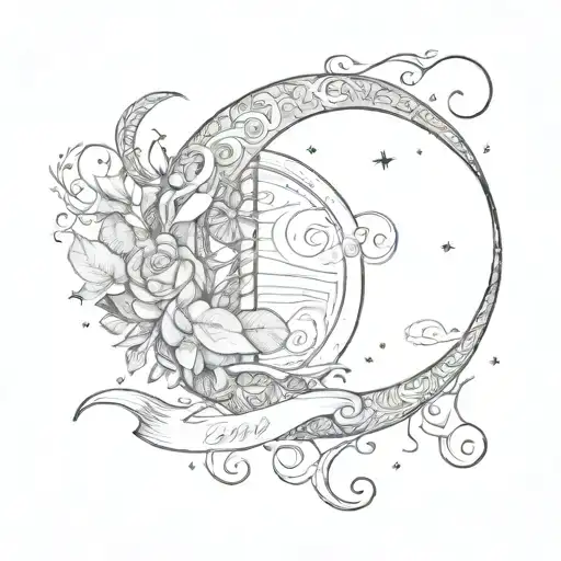 Half Moon With Letters N V E O O C E S L P H L