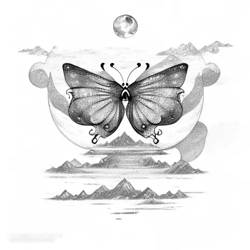 Night Butterfly And Moon