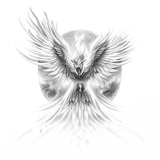 Phoenix Rising From A Burning Mountain