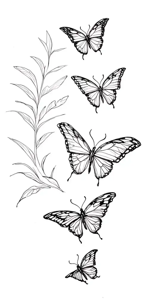 4 Butterflies Flying