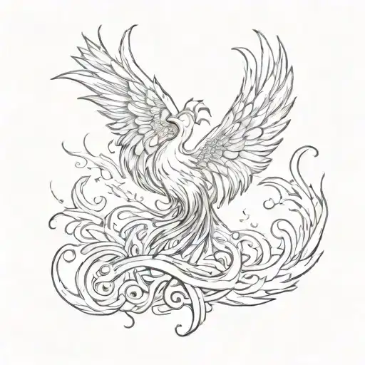 Phoenix From Flame Like Wings With Word A